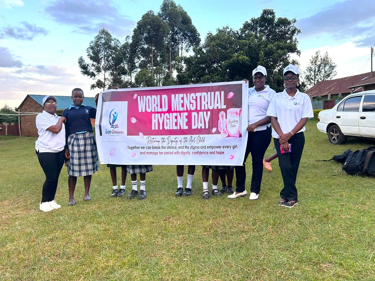 The ZOF team and schoolgirls at World Menstrual Hygiene Day